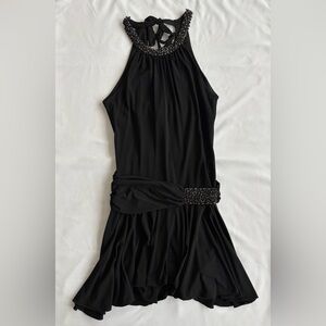 (Y2K) Xtraordinary formal halter dress with sash belt and beaded accent (size M)